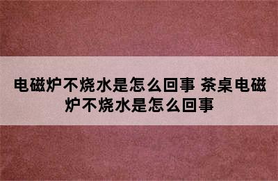 电磁炉不烧水是怎么回事 茶桌电磁炉不烧水是怎么回事